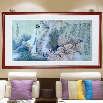 黛玉怜香图,人物画张惠斌的关门弟子温素洁原创手绘,支持作品与画家合影视频百分百真迹