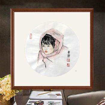 人物画小女孩1,张惠斌的关门弟子温素洁原创手绘,支持作品与画家合影视频百分百真迹