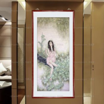 人物画 丛林仙子,张惠斌的关门弟子温素洁原创手绘,支持作品与画家合影视频百分百真迹