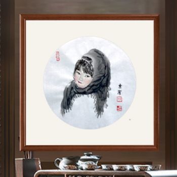 人物画小女孩2,张惠斌的关门弟子温素洁原创手绘,支持作品与画家合影视频百分百真迹