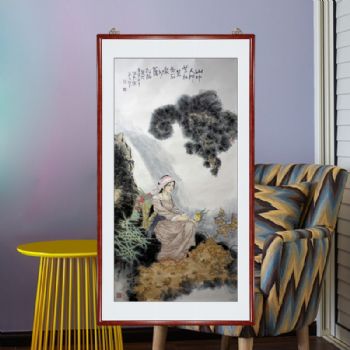 人物画 采药女,张惠斌的关门弟子温素洁原创手绘,支持作品与画家合影视频百分百真迹