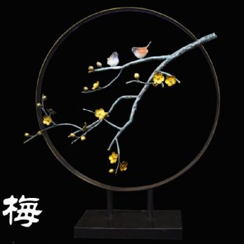 铜彩梅花铜艺高端精品铜雕