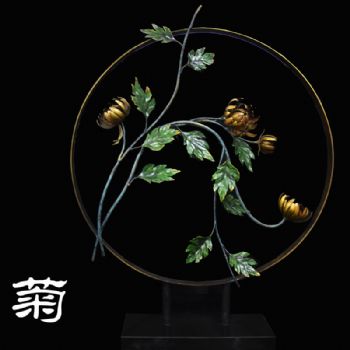 铜彩菊花铜艺高端精品铜雕
