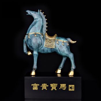 铜彩富贵宝马高端精品铜雕3.5KG铜工艺品 铜雕塑 家居摆件 办公室软装