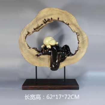 小沙弥雕塑摆件中式摆件精品手工雕塑