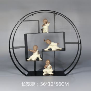 习武小沙弥雕塑摆件中式摆件精品手工雕塑