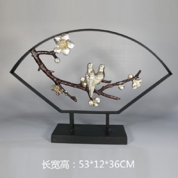 树脂铁艺花鸟雕塑摆件中式摆件精品手工雕塑