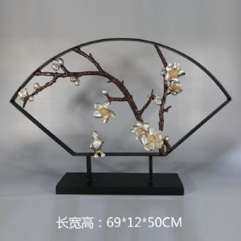 树脂铁艺花鸟雕塑摆件中式摆件精品手工雕塑