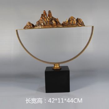 树脂铁艺山川雕塑摆件中式摆件精品手工雕塑