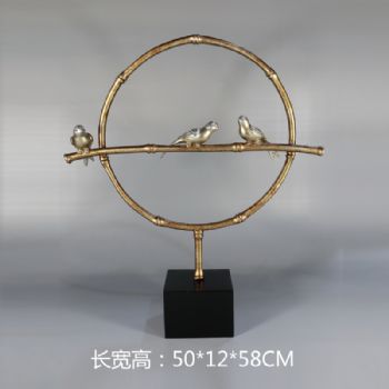 树脂铁艺花鸟雕塑摆件中式摆件精品手工雕塑