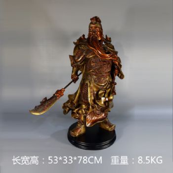 关公武财神雕塑摆件中式摆件精品手工雕塑