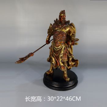 关公武财神雕塑摆件中式摆件精品手工雕塑