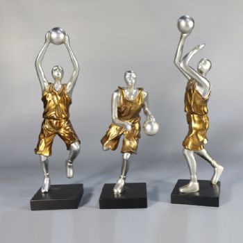 篮球套件雕塑摆件中式摆件精品手工雕塑