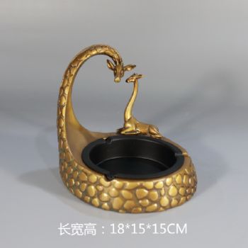 鹿型烟灰缸雕塑摆件中式摆件精品手工雕塑