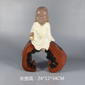 小沙弥雕塑摆件中式树脂摆件精品手工雕塑