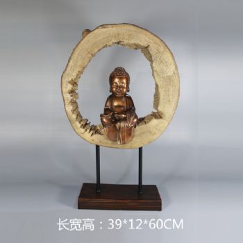 打坐小佛陀雕塑摆件中式摆件精品手工雕塑