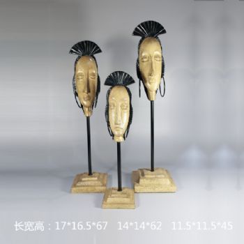 脸谱一套富有创意雕塑摆件中式摆件精品手工雕塑