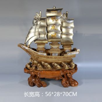 一帆风顺雕塑摆件中式摆件精品手工雕塑