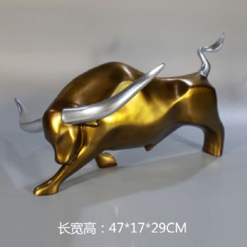 奋斗奔牛雕塑摆件中式摆件精品手工雕塑