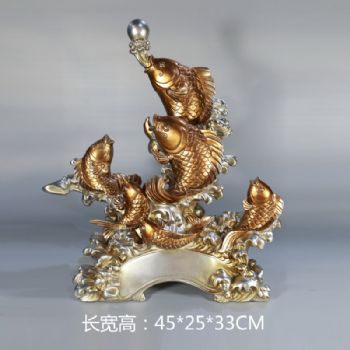 鲤鱼跳龙门雕塑摆件中式摆件精品手工雕塑