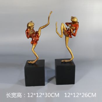 创意摆件两只青蛙雕塑摆件中式摆件精品手工雕塑