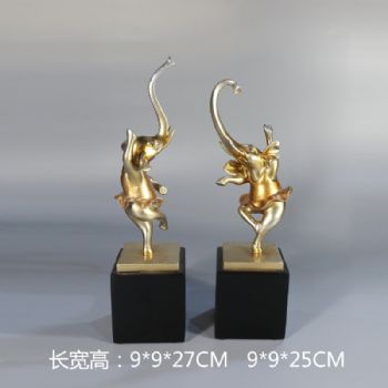 创意摆件两只小象雕塑摆件中式摆件精品手工雕塑