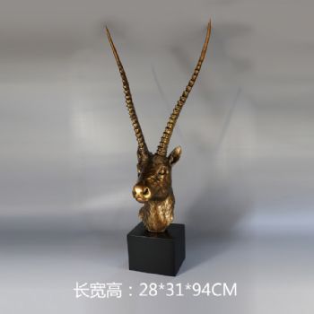 羚羊头摆件雕塑摆件中式树脂摆件精品手工雕塑
