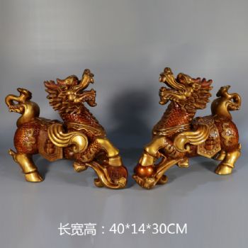 麒麟摆件雕塑摆件中式摆件精品手工雕塑