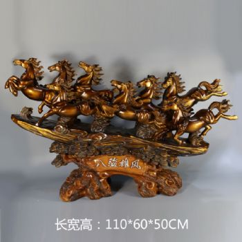 八骏图雕13KG塑摆件中式摆件精品手工雕塑