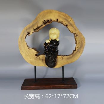 小沙弥雕塑摆件中式摆件精品手工雕塑