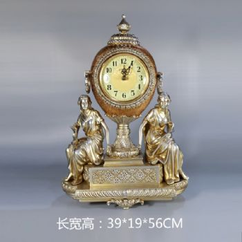 双马摆钟雕塑摆件欧式摆件精品手工雕塑