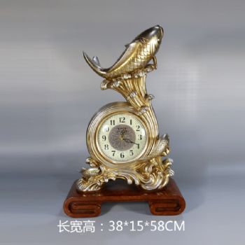 年年有余摆钟雕塑摆件欧式摆件精品手工雕塑