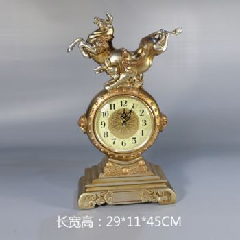 复古双牛摆钟雕塑摆件欧式摆件精品手工雕塑