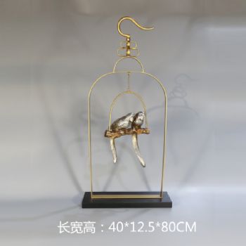 树脂铁艺简约鸟笼雕塑摆件中式摆件精品手工雕塑