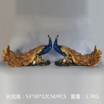 一对金凤凰雕塑摆件中式摆件精品手工雕塑