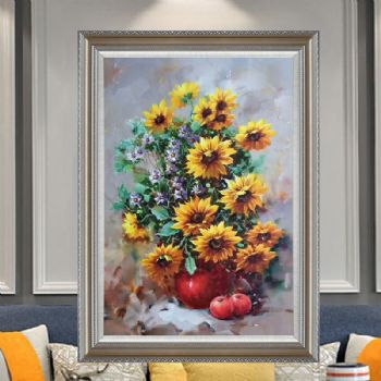 原创 写意 纯手绘 欧式油画花卉/装饰画 写生花卉花瓶