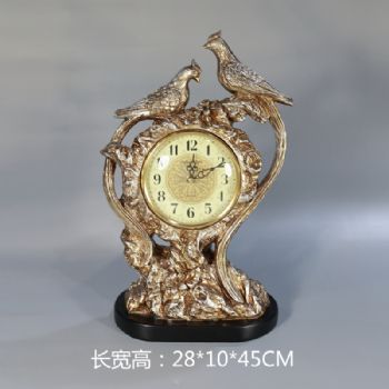 双鸟精品古典时钟手工制作树脂摆件高品质保证办公室家庭酒店摆件