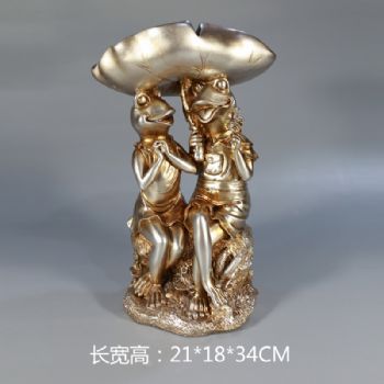荷叶下的小青蛙树脂摆件手工制作树脂摆件高品质保证办公室家庭酒店摆件