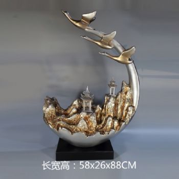 滕王阁落霞与孤鹜齐飞手工制作树脂摆件高品质保证办公室家庭酒店摆件