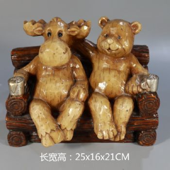 可爱的小熊小牛哥俩好手工制作树脂摆件高品质保证办公室家庭酒店摆件