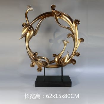 富贵凤舞摆件手工制作树脂摆件高品质保证办公室家庭酒店摆件
