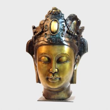 黄铜雕塑佛头仿古做旧佛头佛首室内家居装饰品黄铜9KG