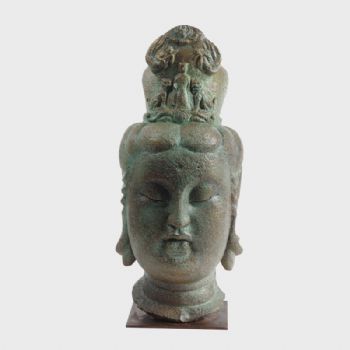 黄铜雕塑佛头仿古做旧佛头佛首室内家居装饰品黄铜7.5KG