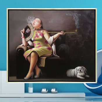 创意富婆系列手绘油画 人物油画 酒店挂画 家庭挂画 中式油画