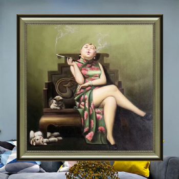 创意富婆系列手绘油画 人物油画 酒店挂画 家庭挂画 中式油画