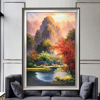 纯手绘手工 风景油画 山水油画 中式油画 家庭挂画 酒店挂画 办公室挂画