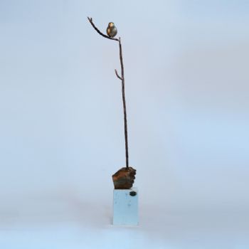 创意小鸟飞枝头铜工艺品 铜雕塑 家居摆件 办公室软装黄铜