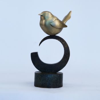 创意小鸟飞枝头铜工艺品 铜雕塑 家居摆件 办公室软装黄铜3KG