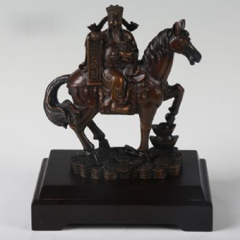 马上发财XL13-21铜工艺品 铜雕塑 家居摆件 办公室软装 黄铜  木头