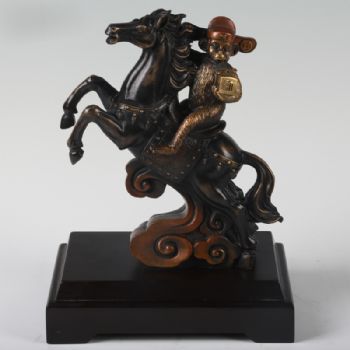 马上封侯XL13-08铜工艺品 铜雕塑 家居摆件 办公室软装 黄铜  木头